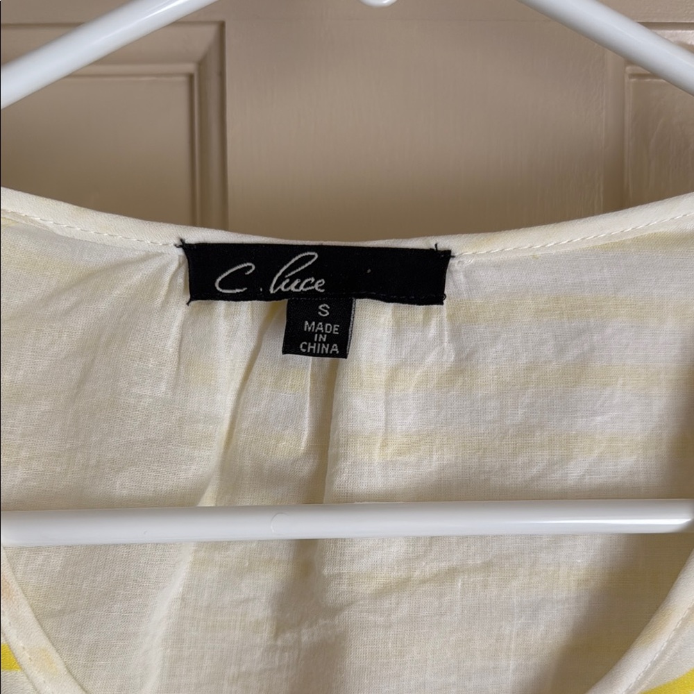 C. Luce Yellow and White Striped Top - Picture 2 of 2